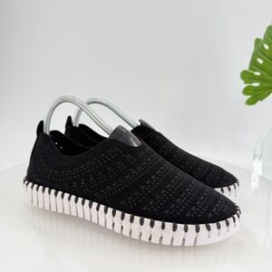 Ilse Jacobsen Women Tulip Flat Size 39 9 Slip On Shoe Black Perforated Fabric